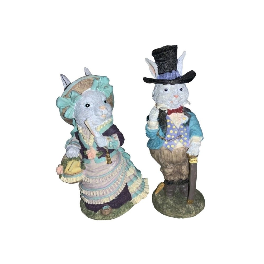The Victorian Collection Edward & Isobel Carrots Easter Rabbit Figurines
